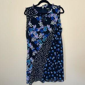 DKNY brand shift dress size 16 no flaws, floral, print ruffle sleeveless dress